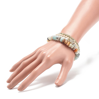 4 шт. 4 комплект браслетов из натуральных и синтетических смешанных драгоценных камней в стиле стрейч, браслеты из золотого сплава сглаза штабелируемые браслеты для женщин