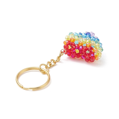 Porte-clés pendentif en perles de verre,  Porte-clés en étoile fer , cœur
