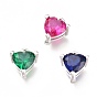 Brass Micro Pave Cubic Zirconia Charms, Long-Lasting Plated, Heart