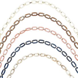 PandaHall Elite 5 Strands 5 Colors Handmade Acrylic Cable Chains, with CCB Plastic Linking Ring, Flat Oval