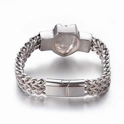 304 Stainless Steel Link Bracelets, with Magnetic Clasps, Lion Head