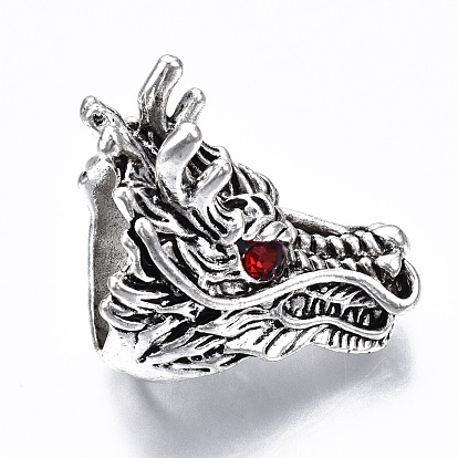 Перстни, широкая полоса кольца, дракон, античное серебро