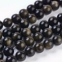 Natural Golden Sheen Obsidian Beads Strands, Round