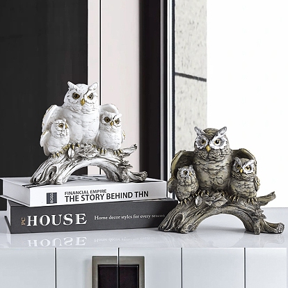 Resin Owl Figurines, for Home Office Desktop Decoration