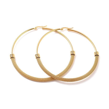 Vacuum Plating 201 Stainless Steel Mesh Chain Shape Big Hoop Earrings with 304 Stainless Steel Pin for Women