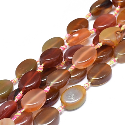 Agate à bandes naturelles / brins de perles d'agate à rayures, teints et chauffée, ovale