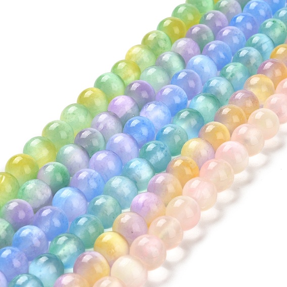 Brins de perles de sélénite naturelles, Grade a, teint, ronde