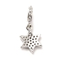 Rack Plating Brass Micro Pave Cubic Zirconia European Dangle Charms, Large Hole Pendants, Star of David Charm, Long-Lasting Plated, Cadmium Free & Lead Free