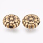 Tibetan Style Alloy Beads, Lead Free & Cadmium Free, Flower, 7.5mm in diameter, 3.5mm thick, hole: 1mm