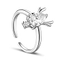 SHEGRACE 925 Sterling Silver Cuff Rings, Open Rings, Deer with AAA Cubic Zirconia