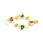 Cubic Zirconia Heart Dangle Stud Earrings, Real 18K Gold Plated Brass Drop Earrings, Lead Free & Cadmium Free