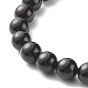 Natural Mixed Stone & Lava Rock Round Beads Energy Power Stretch Bracelet for Men Women, Buddha Head Brass Beads Bracelet, Gunmetal