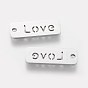 304 Stainless Steel Pendants, Rectangle with Word Love