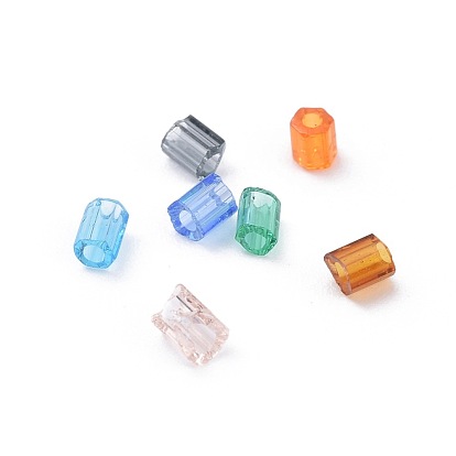 Grade A Glass Seed Beads, Hexagon(Two Cut), Transparent Colours