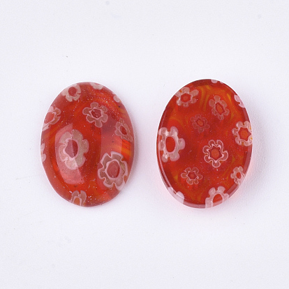 Handmade Millefiori Lampwork Cabochons, Oval