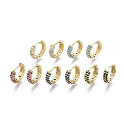 Boucles d'oreilles créoles en laiton zircon cubique micro pavé, réel 18 k plaqué or, sans nickel, anneau