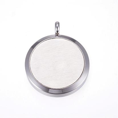 304 Stainless Steel Diffuser Locket Pendants, with Magnetic Clasp, Flat Round with Star