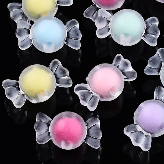 Perles acryliques transparentes, givré, Perle en bourrelet, candy