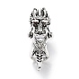 Alloy Rhinestones Finger Rings for Men, Wide Band Rings, Dragon, Antique Silver