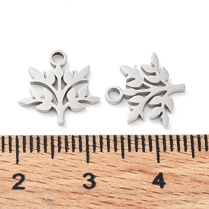 316 Surgical Stainless Steel Charms, Manual Polishing, Laser Cut, Leaf Charms