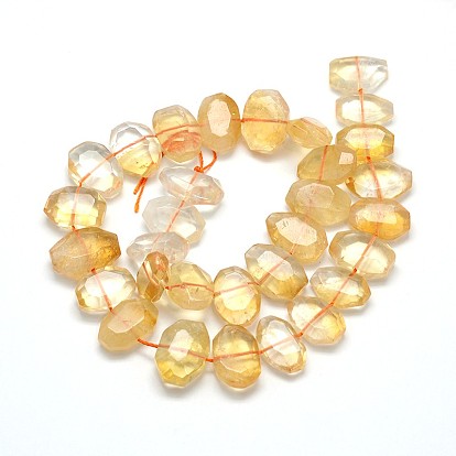 Natural Citrine Beads Strands, Oval, Faceted, 19~21x14~16x7mm, Hole: 1mm, about 26pcs/strand, 15.7 inch