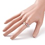 2Pcs 2 Style Glass & Brass Beaded Stretch Finger Rings with Charms for Women, Silver