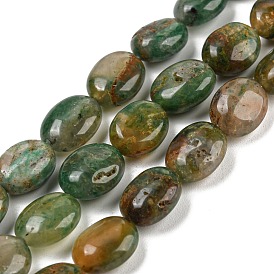 Natural African Jade Beads Strands, Flat Oval
