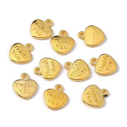 Tibetan Style Alloy Charms, Heart with Word Thank you, Lead Free & Cadmium Free, 12x11x2mm, Hole: 1.5mm