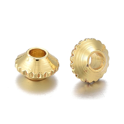 Brass Spacer Beads, Long-lasting Plated, with Gear, Disc with Gear Tooth