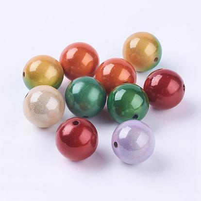 Spray Painted Acrylic Beads, Miracle Beads, ABS, Bead in Bead, Chunky Bubblegum Ball Beads, Round, 20mm, Hole: 2.5mm
