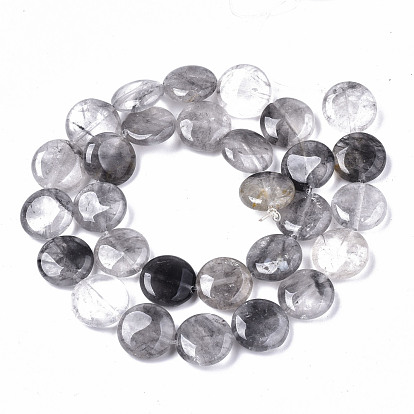 Nuageux naturelle perles de quartz brins, plat rond