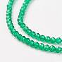 Natural Quartz Crystal Bead Strand, Dyed, Imitation Emerald, Round, Faceted