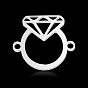 201 colgantes de conector de acero inoxidable, forma de anillo de diamantes