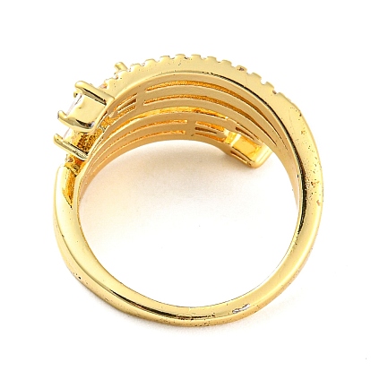 Стойка с латунным покрытием микро-паве и кубическим цирконием, открытое кольцо-манжета для женщин, долговечный, без свинца и без кадмия
