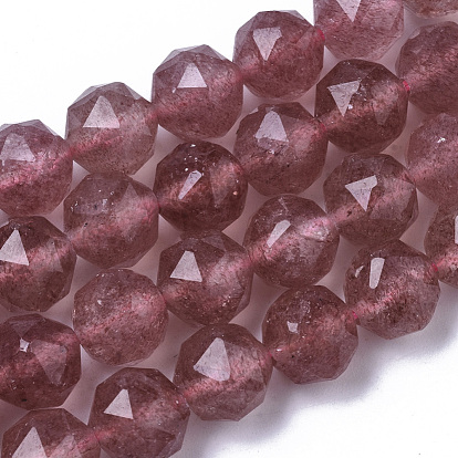 Naturel de fraise de quartz brins de perles, facette, étoiles coupées perles rondes