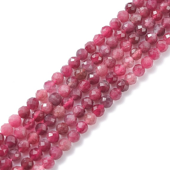 Naturels rouges perles de tourmaline brins, facette, ronde, grade de aaa