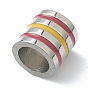 304 Stainless Steel Beads, with Enamel, Column with Stripe Pattern