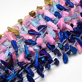 Pierres précieuses electroplate perles de cristal de quartz naturel brins, nuggets