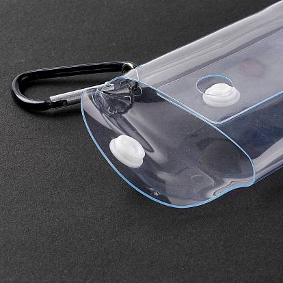 Waterproof Transparent PVC Key Clasp Storage Bags, with Aluminum Alloy Clasp and Plastic Button, for Earphone Coin Lipstick Cosmetic Accessories Organizer