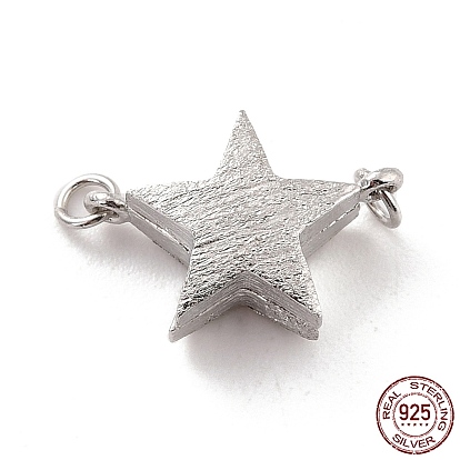 925 Sterling Silver Magnetic Clasps, With Jump Rings, Textured Star