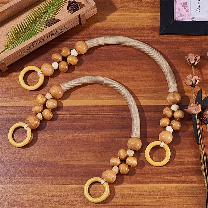 Деревянные ручки сумки, с деревянными бусами и веревкой, для аксессуаров замены ремней для сумочек