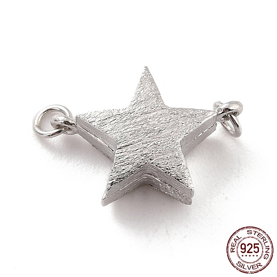 925 Sterling Silver Magnetic Clasps, With Jump Rings, Textured Star