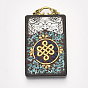 Handmade Indonesia Big Pendants, Wood Settings, with Brass Findings and Alloy Loop, Rectangle with Chinese Knot