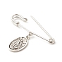 Tibetan Style Alloy Brooch with Charm, Safety Lapel Pin for Men Women, Mixed-shaped