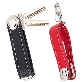 Gorgecraft 2 Sets 2 Colors PU Leather Keychain, with Zinc Alloy Accessories