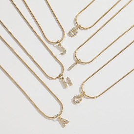 Vintage 1.2MM Titanium Steel & 14K Gold Alphabet Necklace with Snake Bone Lock Chain - Stylish Letter Pendant Jewelry for Women/Men
