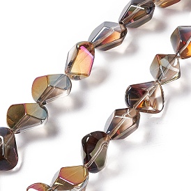 Full Rainbow Plated Electroplate Glass Beads, Polygon