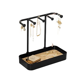 PP Jewelry Rack Storage Hanger, Jewelry Display Shelf with Wooden Tray, for Earrings, Rings, Necklaces, Bracelets Storage