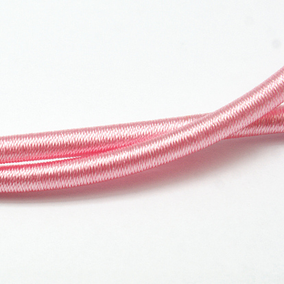 Round Plastic Tube Cords, Covered with Silk Ribbon