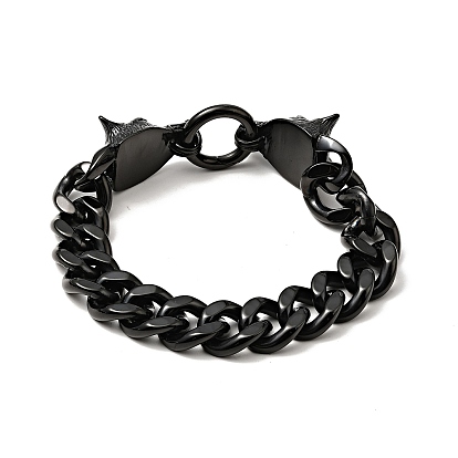 304 bracelet gourmette en acier inoxydable avec fermoir loup pour homme femme